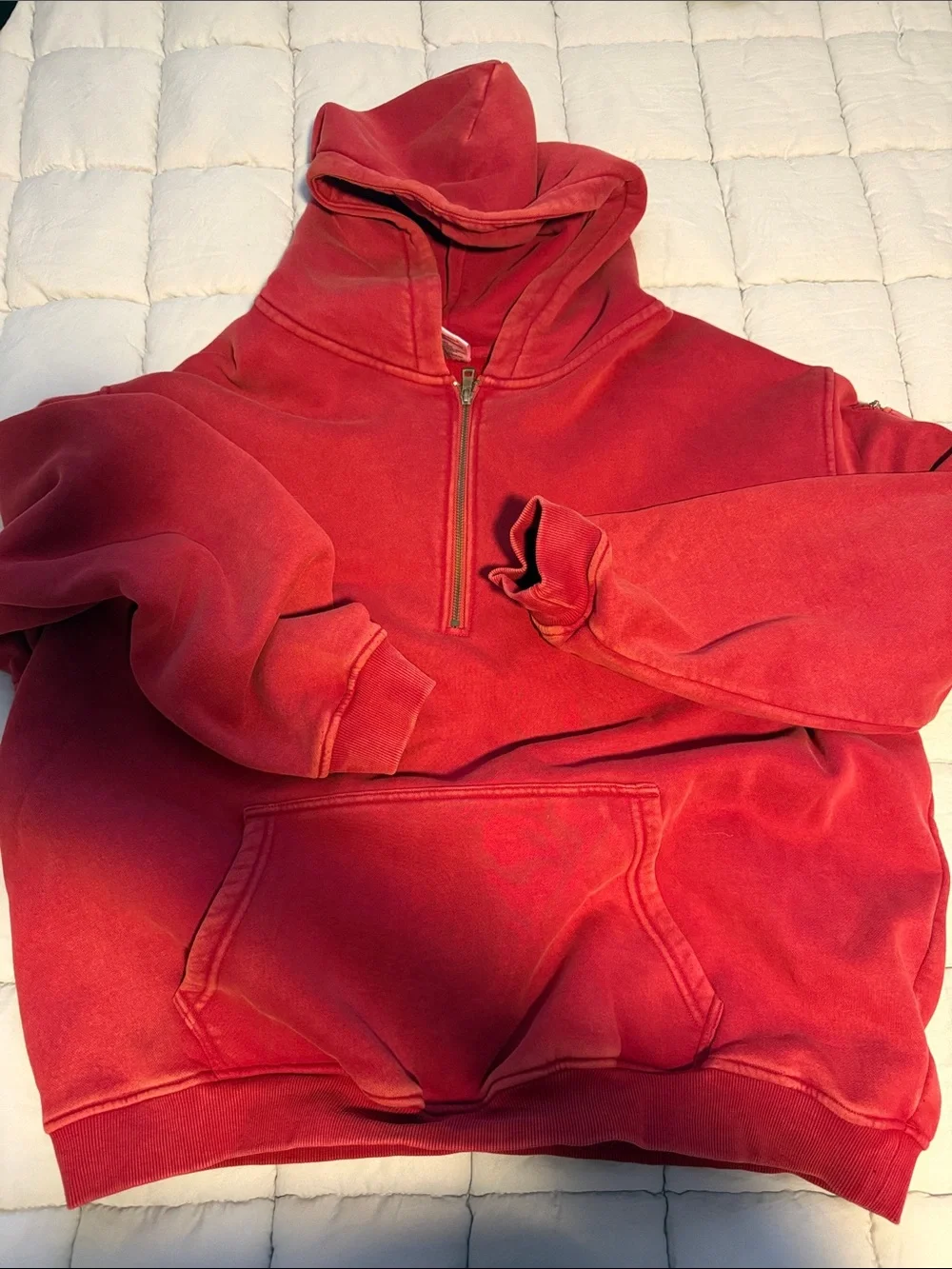 Men's Red Half-Zip Hoodie Sweater